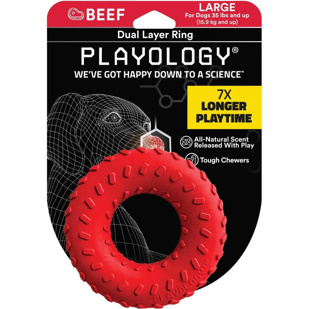 Playology Dog Toy Dual Layer Ring - Beef Scent