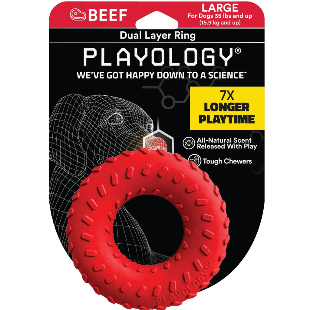 Playology Dog Toy Dual Layer Ring - Beef Scent