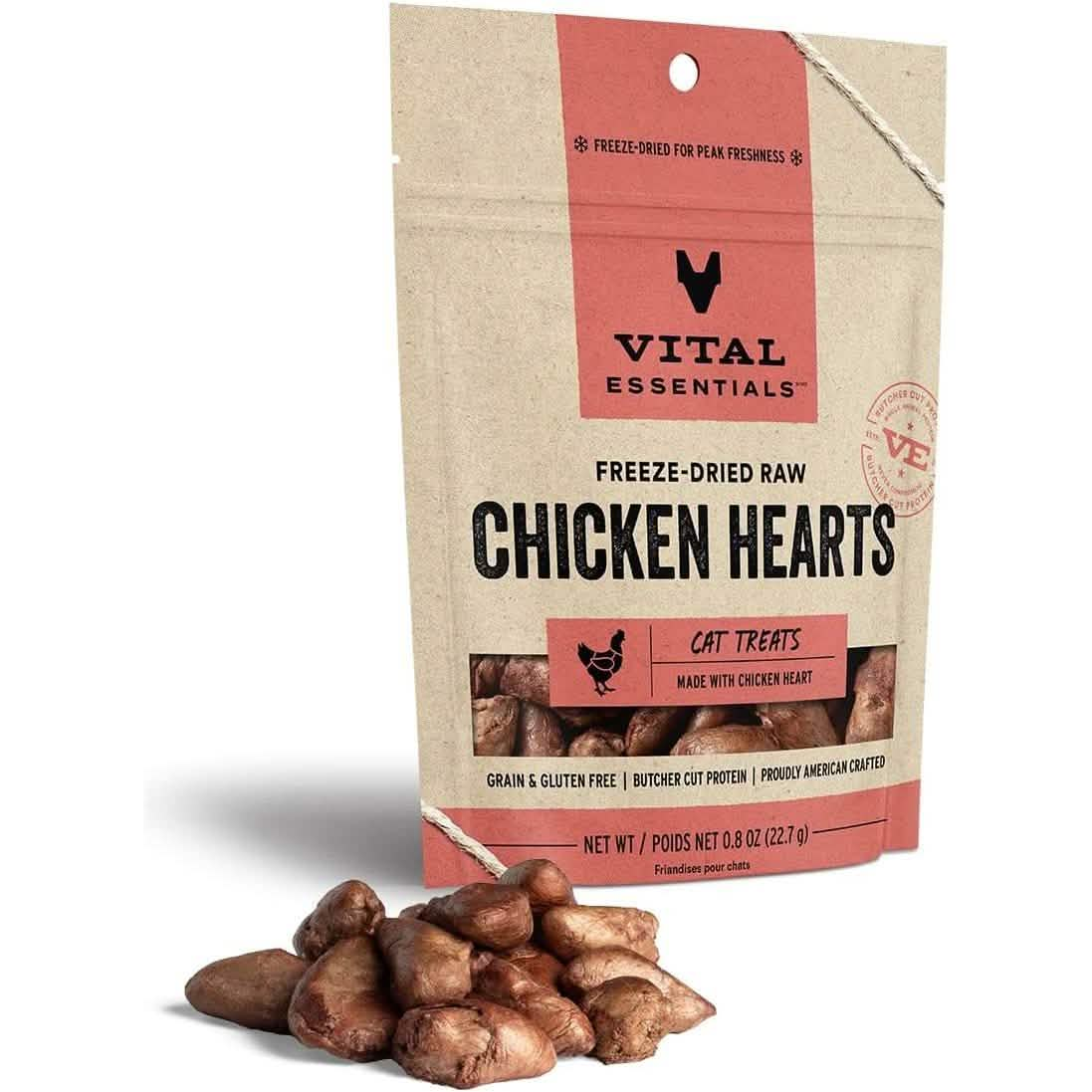 Vital Essentials Cat Treat Freeze Dried Raw Chicken Hearts