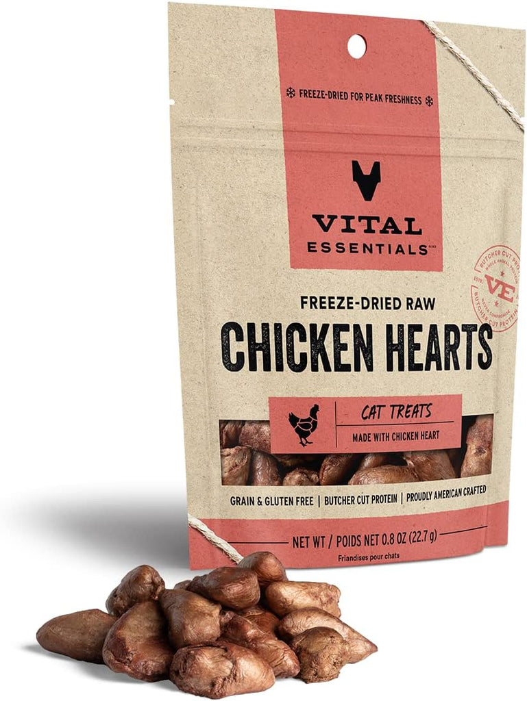 Vital Essentials Cat Treat Freeze Dried Raw Chicken Hearts