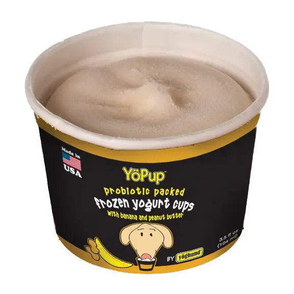 Yoghund Dog Treat YoPup Frozen Yogurt Cups with Banana and Peanut Butter (4 Pack)