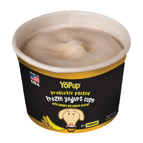 Yoghund Dog Treat YoPup Frozen Yogurt Cups with Banana and Peanut Butter (4 Pack)
