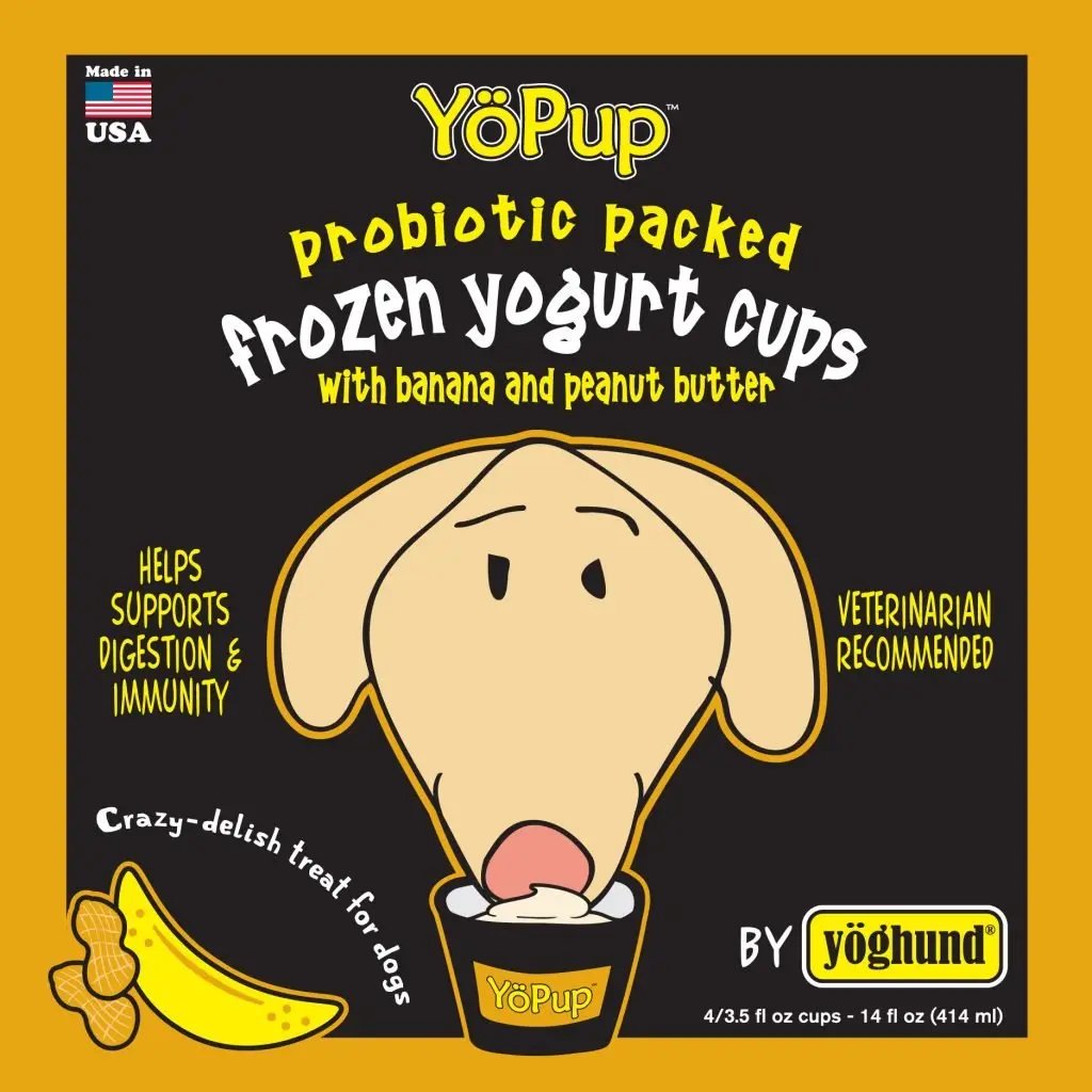 Yoghund Dog Treat YoPup Frozen Yogurt Cups with Banana and Peanut Butter (4 Pack)