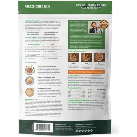 Ultimate Pet Nutrition Freeze-Dried Dog Food Nutra Complete Infusions Duck with Organic Chicken Bone Broth Recipe