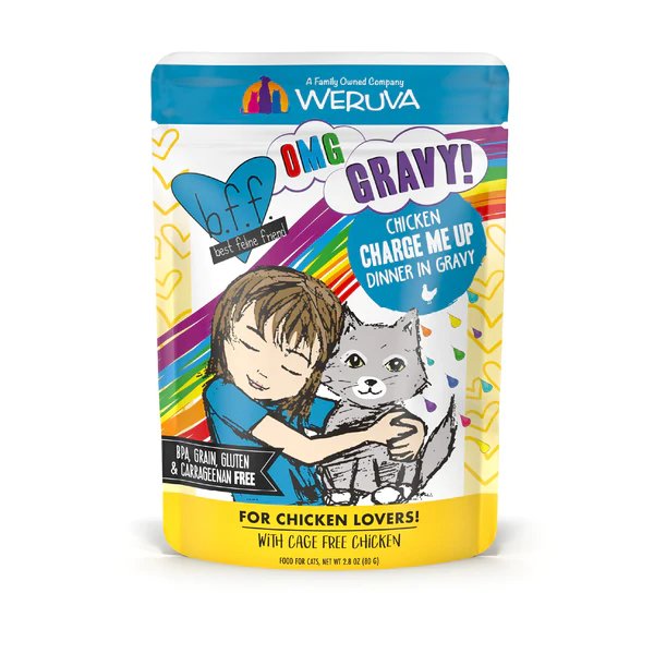 Weruva Wet Cat Food Pouch BFF OMG Charge Me Up Chicken Dinner in Gravy