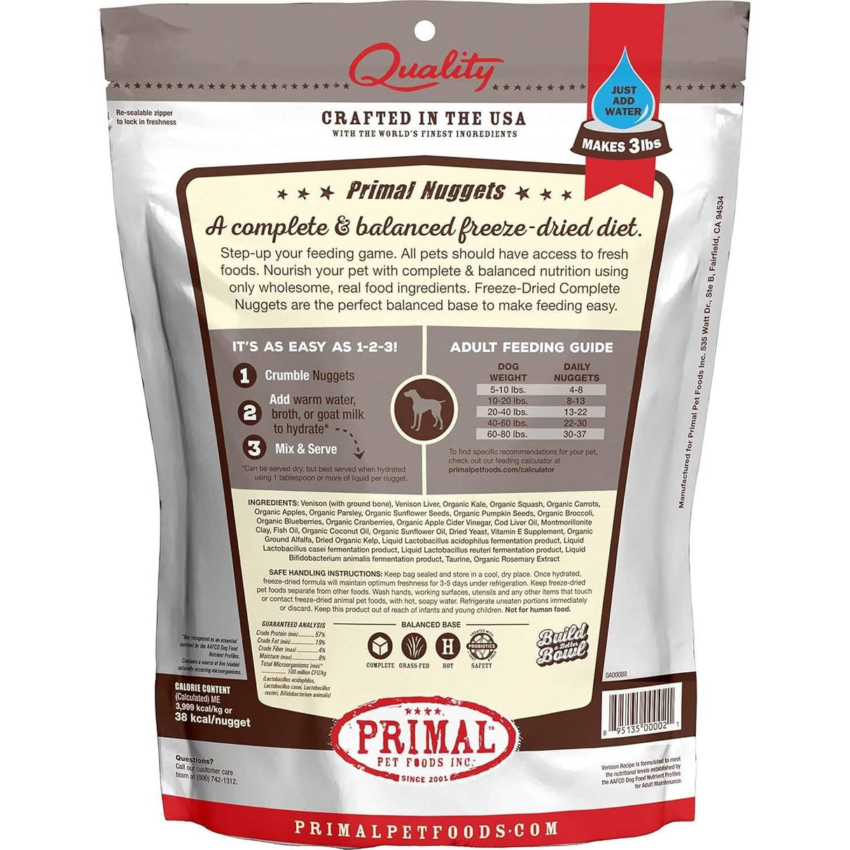 Primal Freeze-Dried Dog Food Nuggets Venison Formula