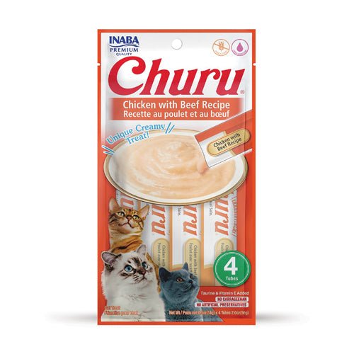 Inaba Cat Treat Churu Chicken with Beef Recipe 4 count