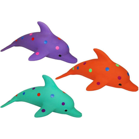 MultiPet Dog Toy Latex Polka-Dot Dolphin - Assorted Colors