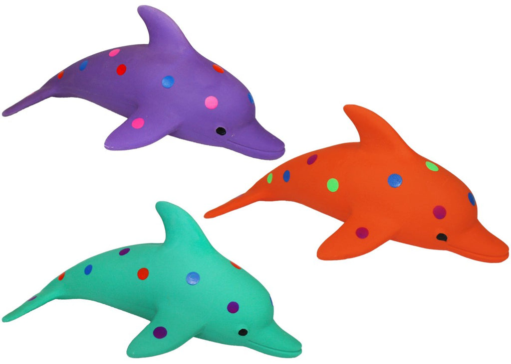 MultiPet Dog Toy Latex Polka-Dot Dolphin - Assorted Colors