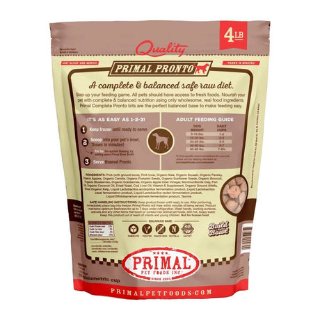 Primal Raw Frozen Dog Food Pronto Pork Formula