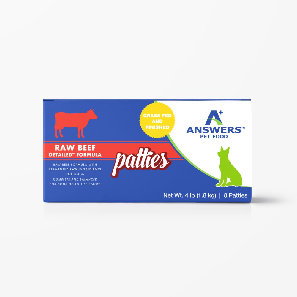 Answers Raw Frozen Dog Food Detailed Formula Beef Patties