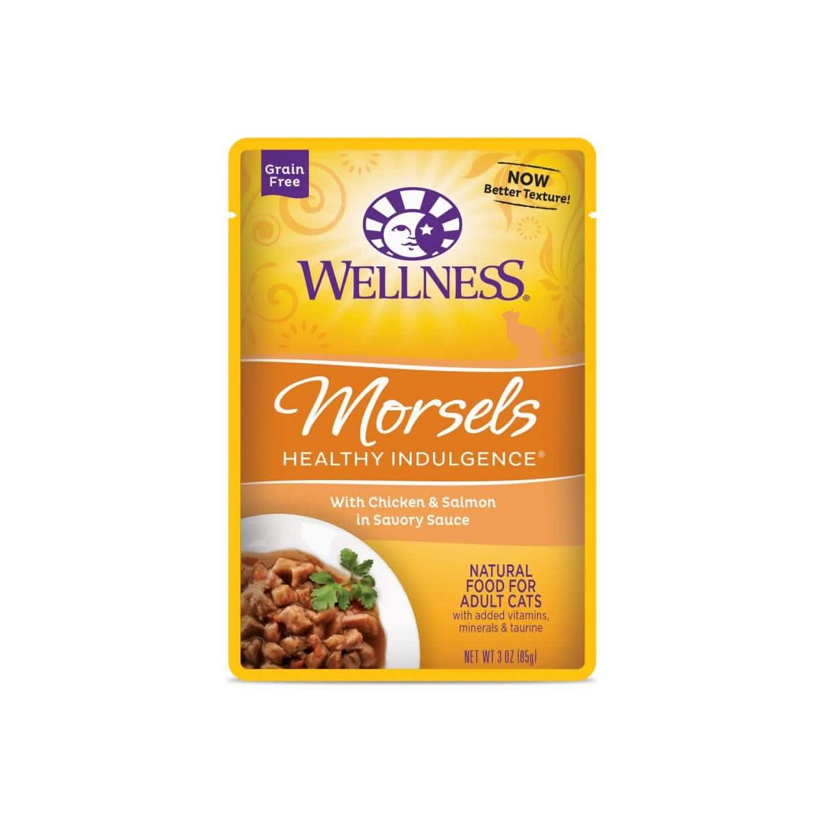 Wellness Wet Cat Food Pouch Healthy Indulgence Morsels Chicken & Salmon