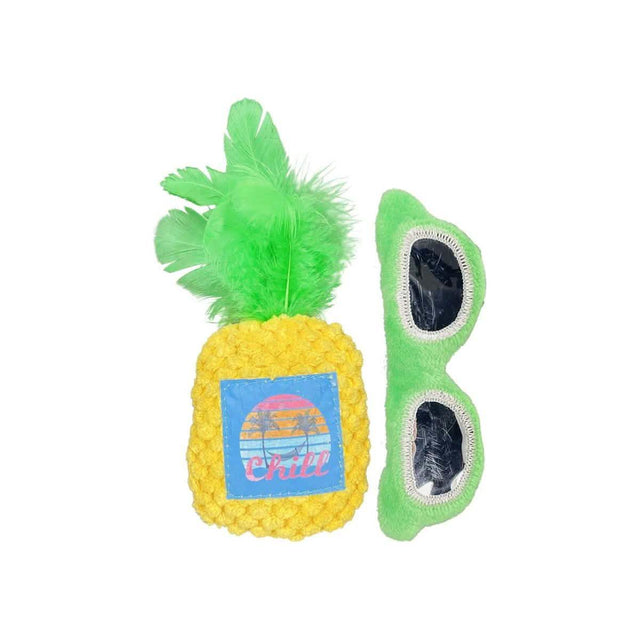 Multipet Catnip Cat Toy Margaritaville Pineapple and Sunglasses (2 Pack)