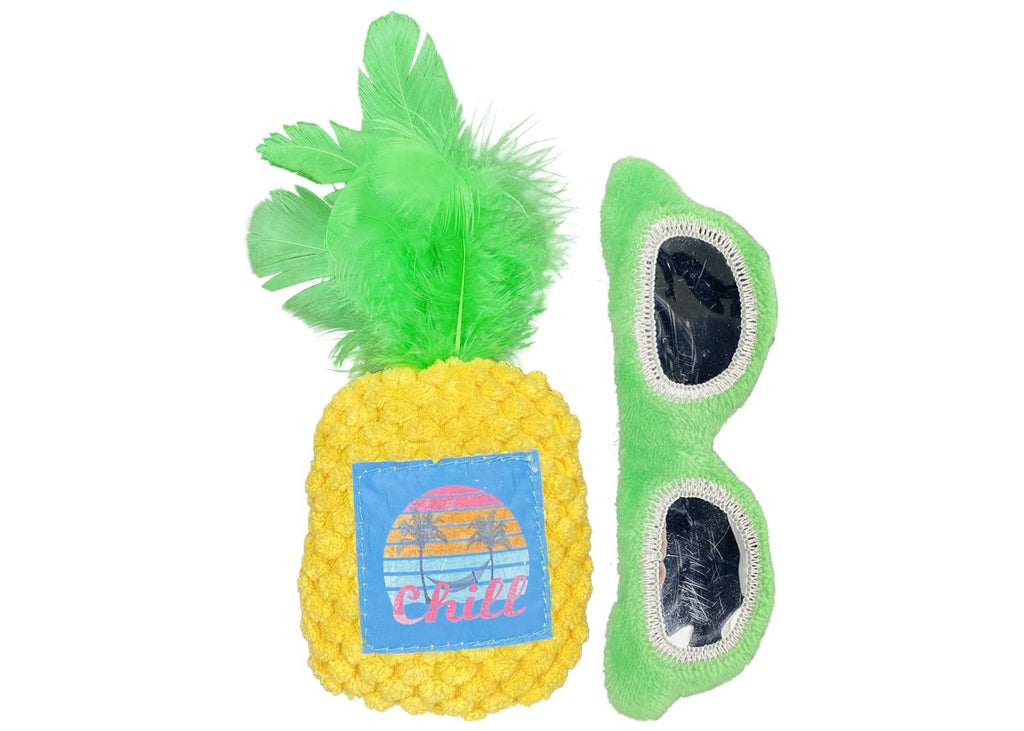 Multipet Catnip Cat Toy Margaritaville Pineapple and Sunglasses (2 Pack)