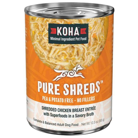 Koha Wet Dog Food Pure Shreds Shredded Chicken Breast Entrée with Superfoods in a Savory Broth