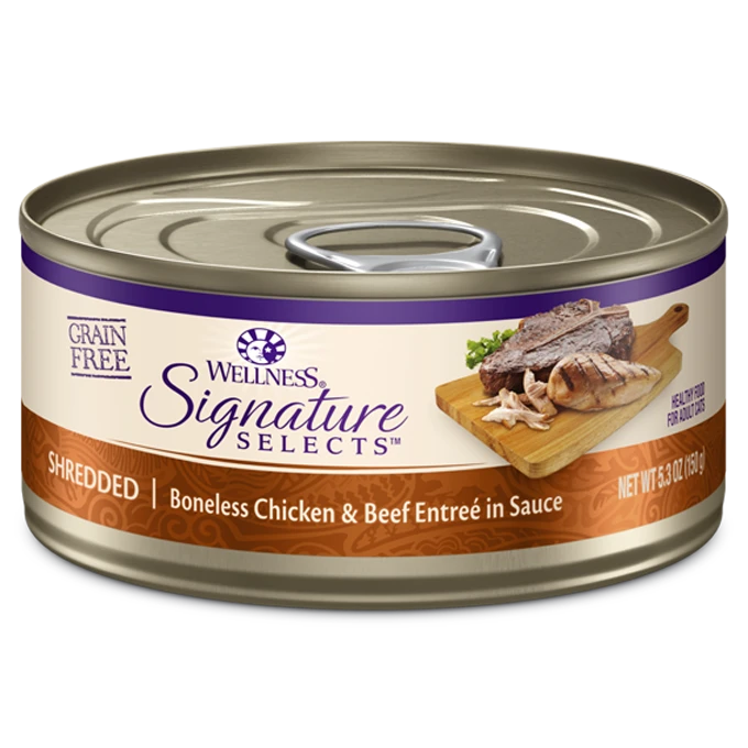 Wellness Wet Cat Food Core Signature Selects Shredded Boneless Chicken & Beef Entrée in Sauce