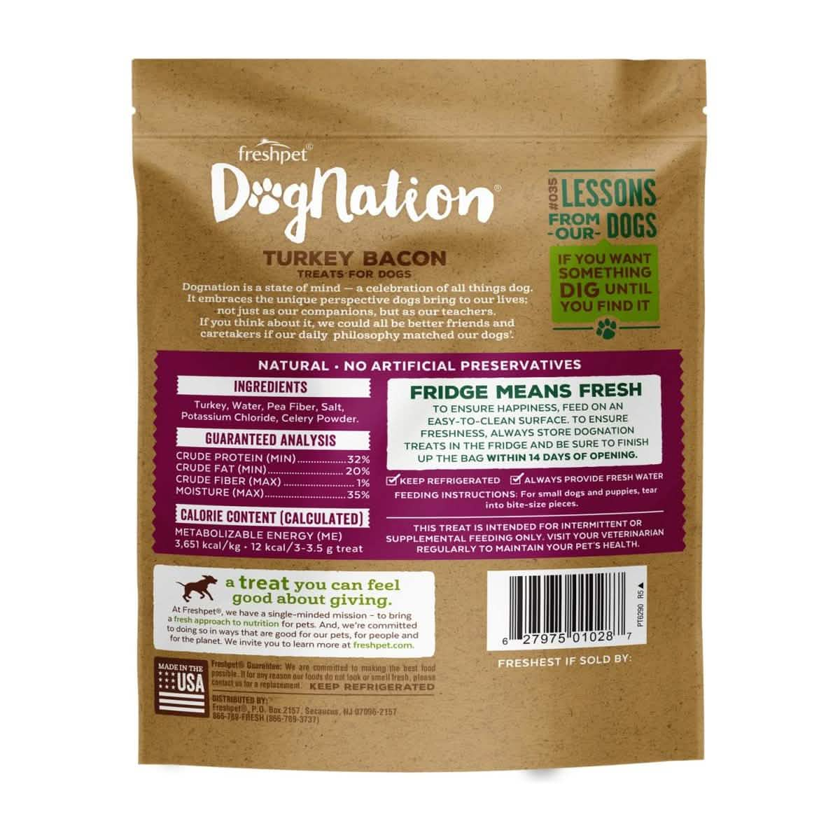 FreshPet Dognation Cooked Refrigerated Dog Treat Turkey Bacon