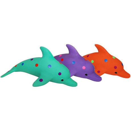 MultiPet Dog Toy Latex Polka-Dot Dolphin - Assorted Colors