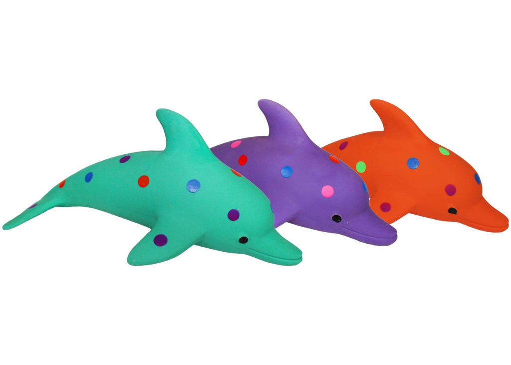 MultiPet Dog Toy Latex Polka-Dot Dolphin - Assorted Colors