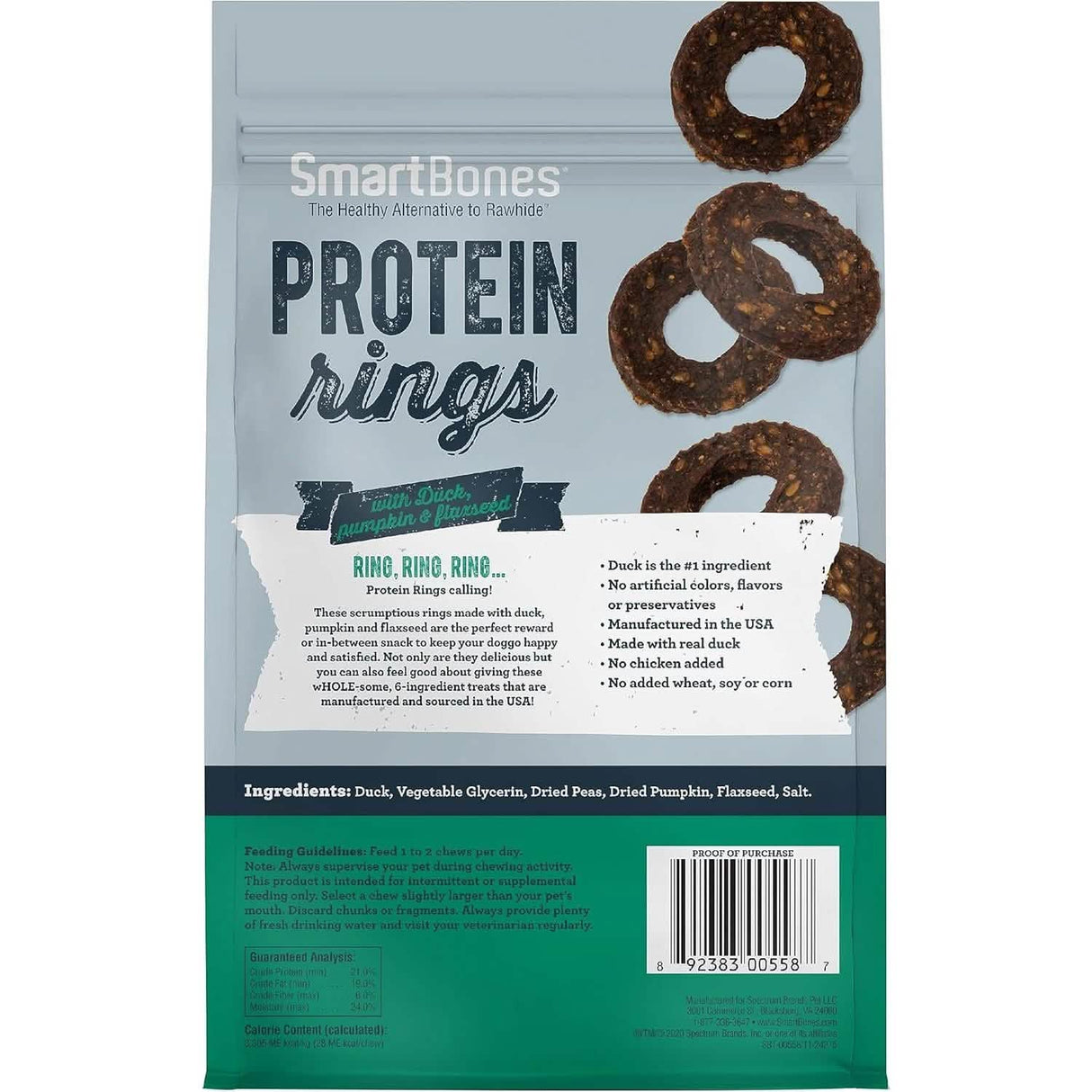 SmartBones Dog Treat Protein Rings with Real Duck, Pumpkin & Flaxseed