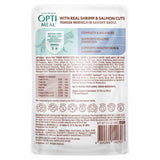 Opti Meal Wet Cat Food for Carnivores Tender Morsels in Savory Sauce with Real Shrimp & Salmon Cuts