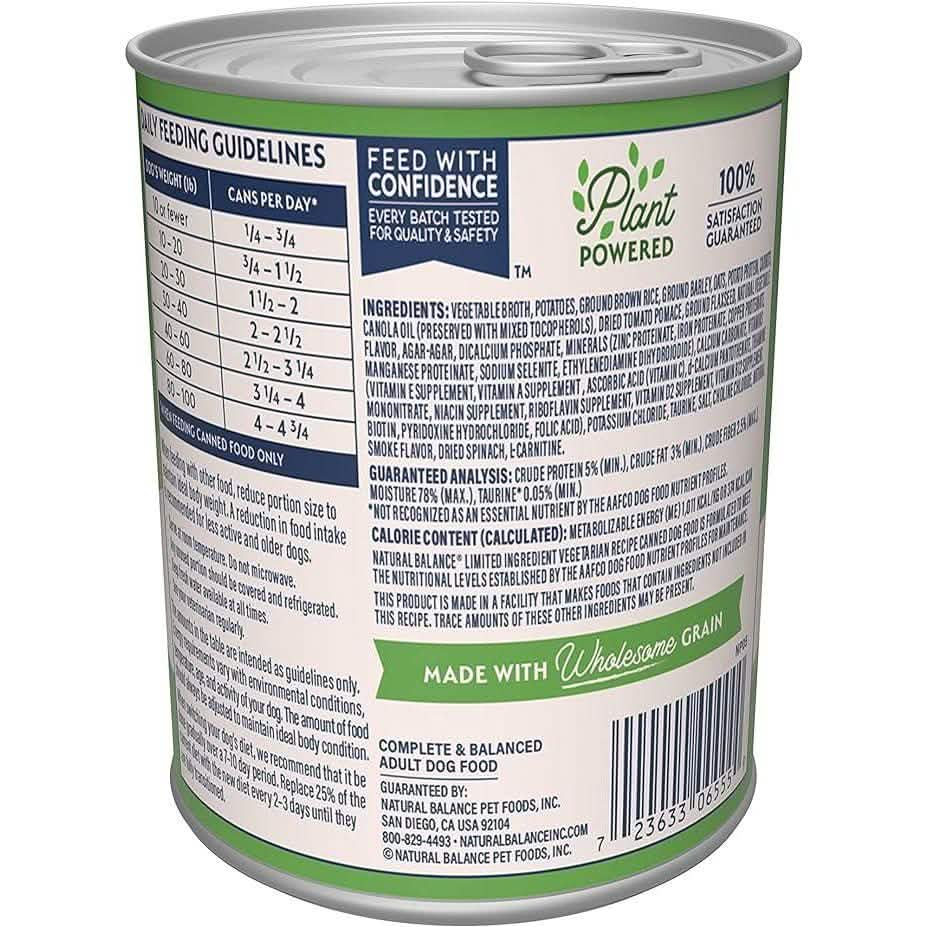 Natural Balance Wet Dog Food Plant Powered Vegetarian Recipe