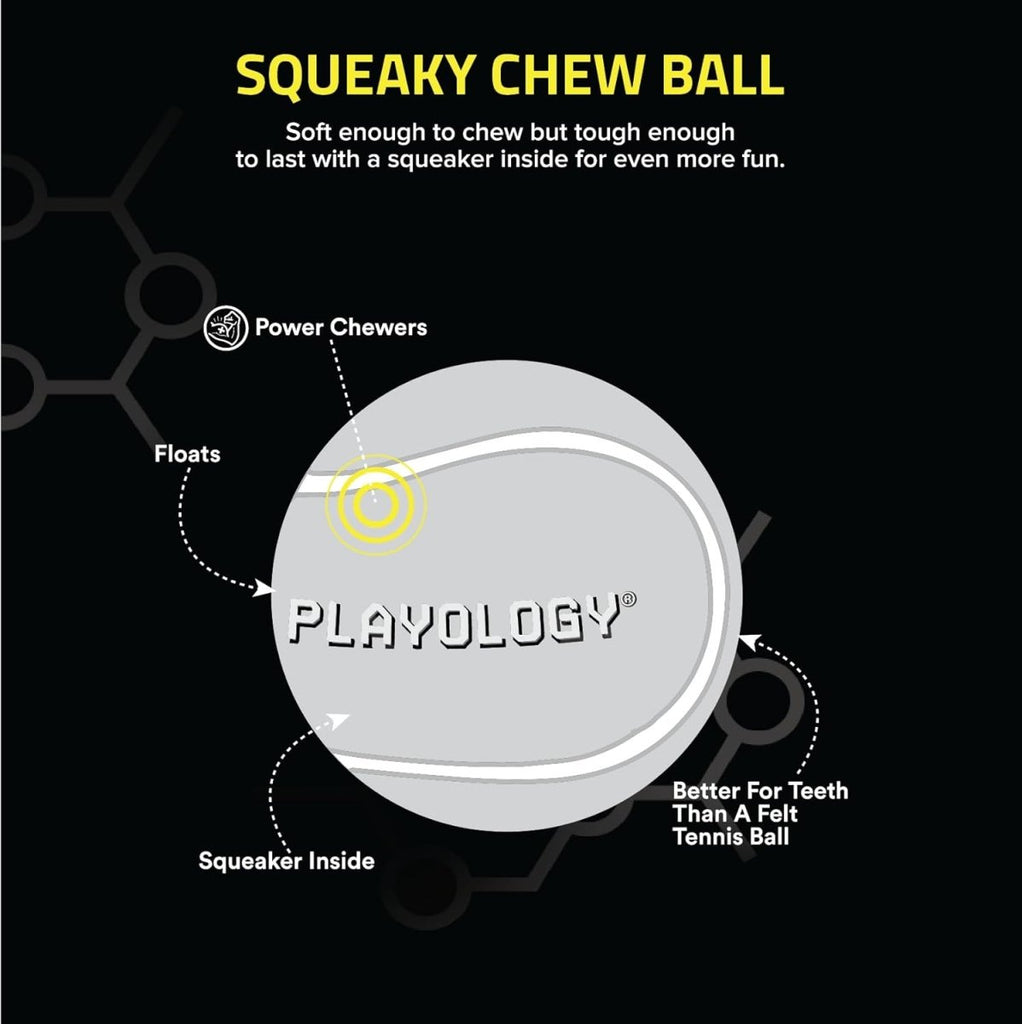 Playology Dog Toy Squeaky Chew Ball - Peanut Butter Scent