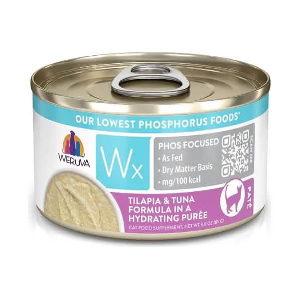 Weruva Wet Cat Food Wx Phos Focused Paté Tilapia & Tuna Formula in a Hydrating Purée