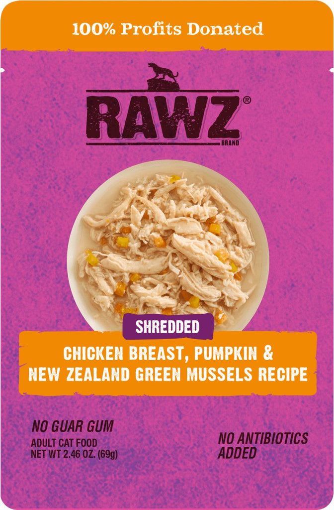 RAWZ Shredded Chicken Breast, Pumpkin & New Zealand Green Mussels Recipe Adult Cat Food