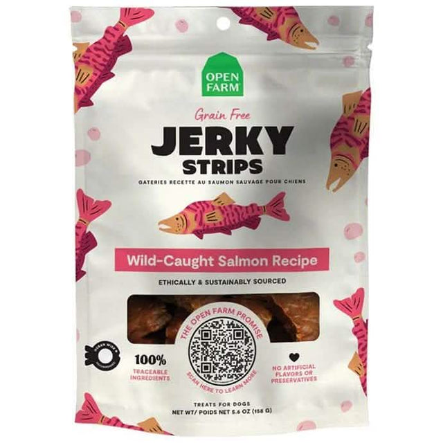 Open Farm Dog Treat Jerky Strips Wild-Caught Salmon Recipe