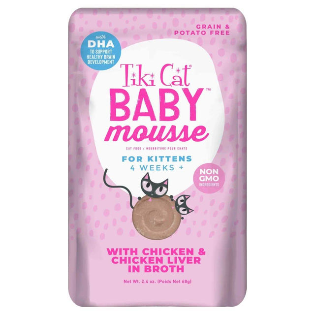 Tiki Cat Baby Mousse with Chicken & Chicken Liver in Broth for Kittens