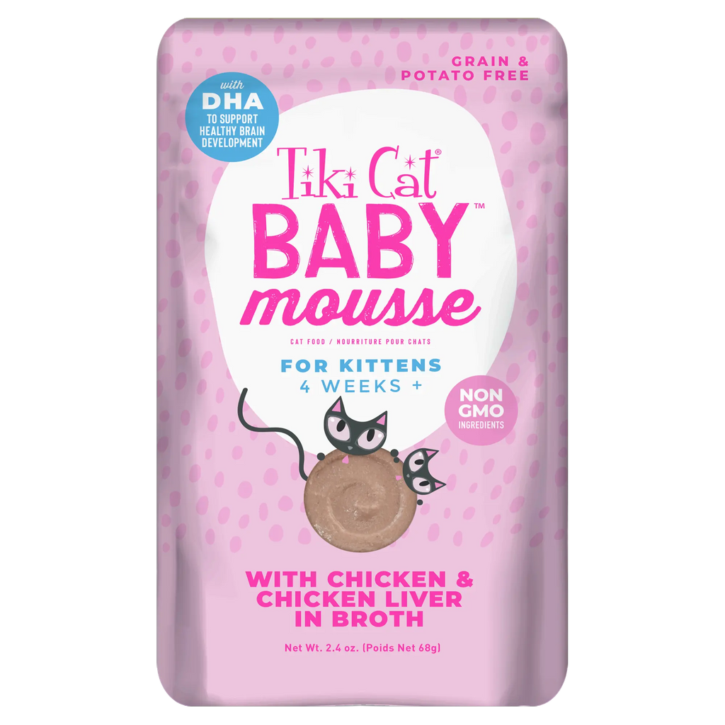 Tiki Cat Baby Mousse with Chicken & Chicken Liver in Broth for Kittens