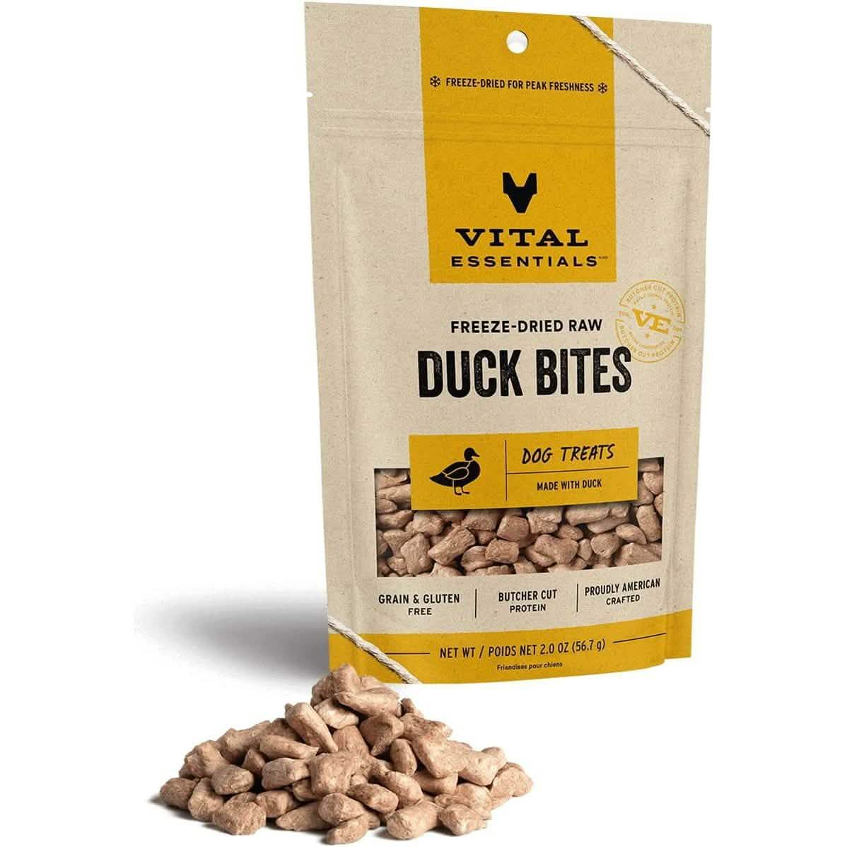 Vital Essentials Dog Treat Freeze-Dried Raw Duck Bites