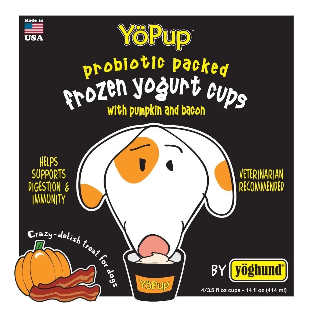 Yoghund Dog Treat YoPup Frozen Yogurt Cups with Pumpkin and Bacon Flavor (4 Pack)