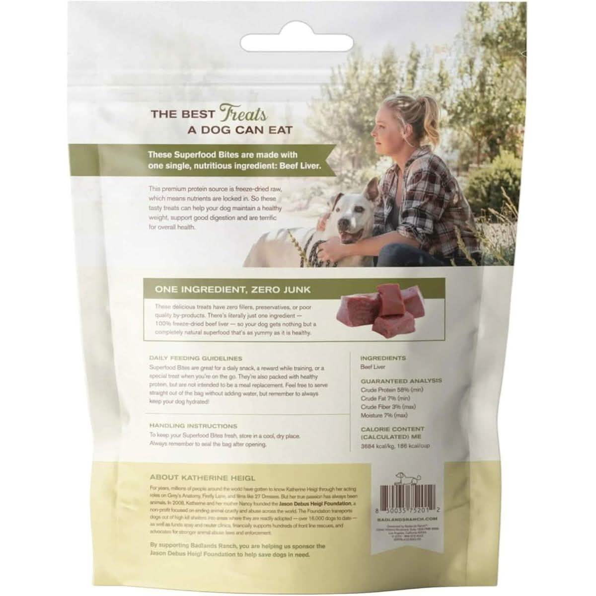 Badlands Ranch Dog Treat Superfood Bites 100% Freeze Dried Beef Liver Treats