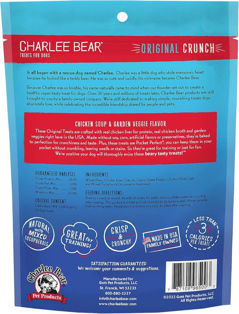 Charlee Bear Dog Treat Original Crunch Chicken Soup & Garden Veggie Flavor