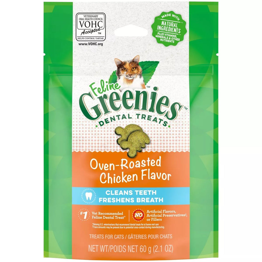 Greenies Cat Treat Oven Roasted Chicken Flavor Feline Greenies Dental Treats