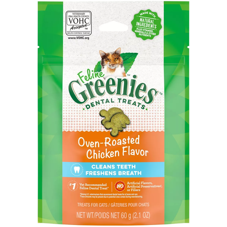 Greenies Cat Treat Oven Roasted Chicken Flavor Feline Greenies Dental Treats