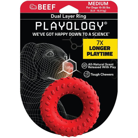 Playology Dog Toy Dual Layer Ring - Beef Scent