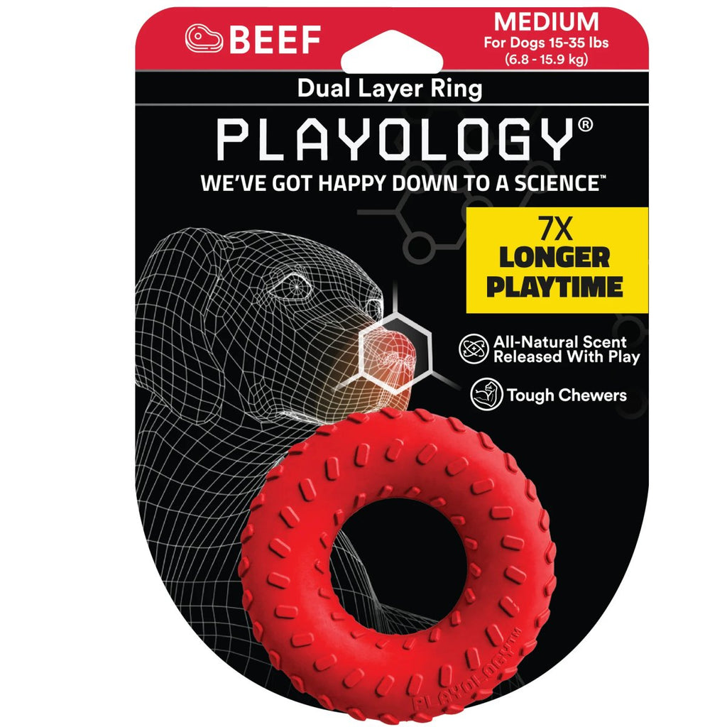 Playology Dog Toy Dual Layer Ring - Beef Scent