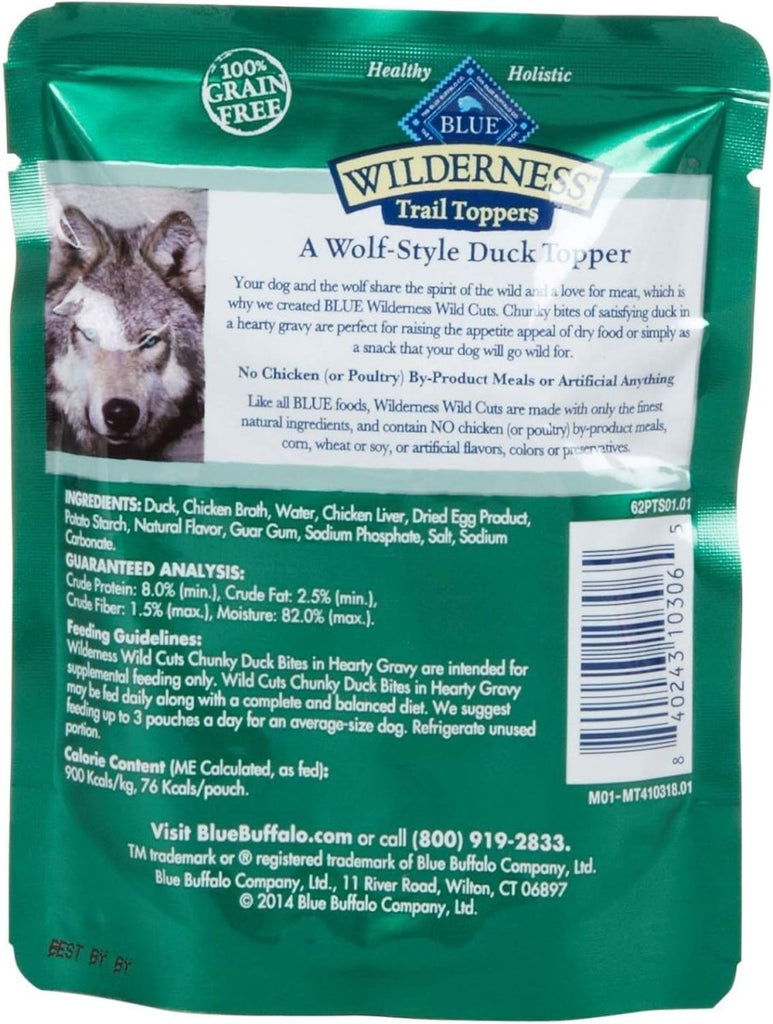 Blue Buffalo Wet Dog Food Wilderness Trail Toppers Wild Cuts Chunky Duck Bites