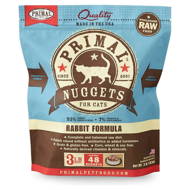 Primal Raw Frozen Cat Food Nuggets Rabbit Formula