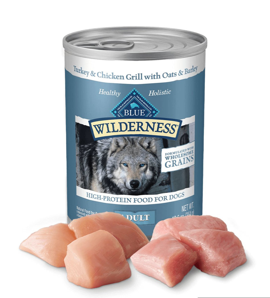 Blue Buffalo Wet Dog Food Wilderness Adult Turkey &amp; Chicken Grill with Oats &amp; Barley