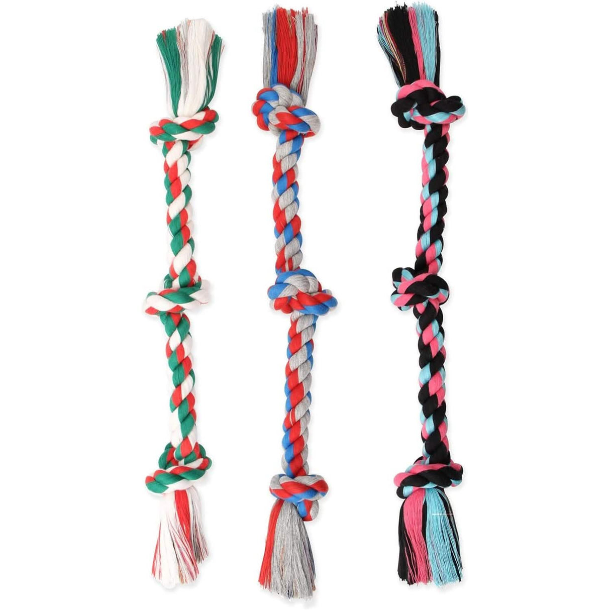 Mammoth Dog Toy Flossy Chews 3 Knot Tug Rope - Assorted Colors and Sizes