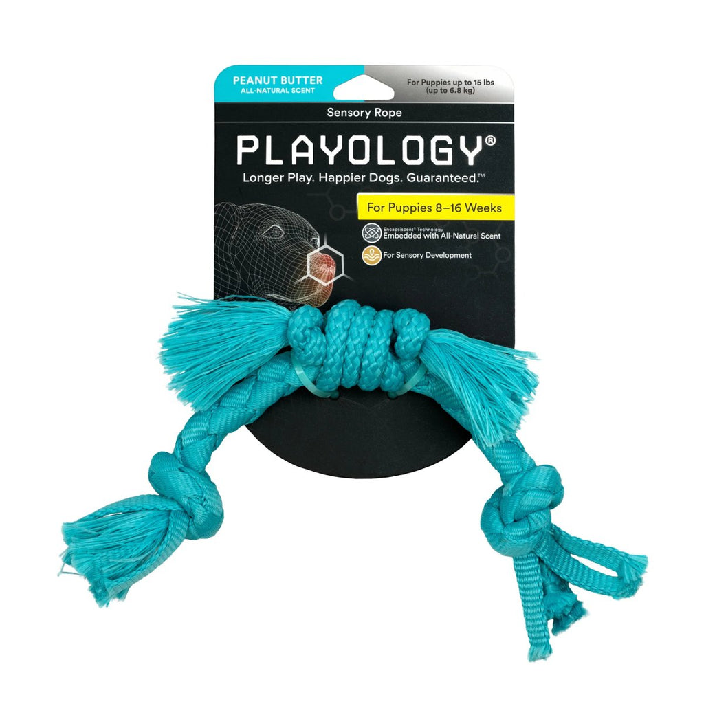 Playology Dog Toy Sensory Rope for Puppies - Peanut Butter Scent