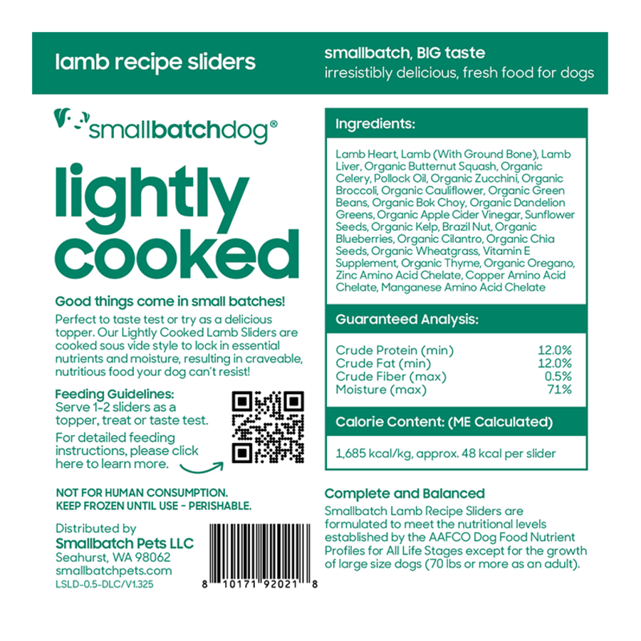 Small Batch Dog Frozen Lightly Cooked Lamb 8oz