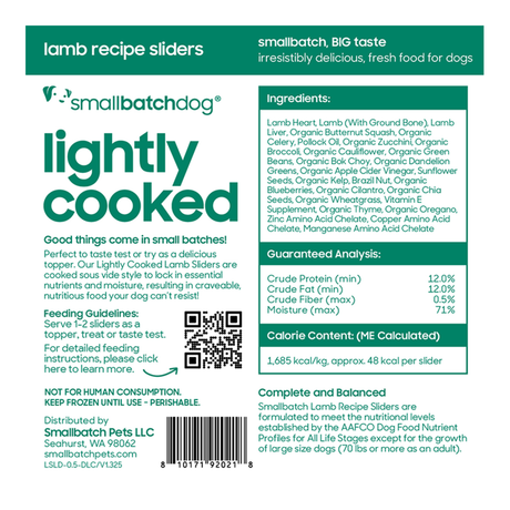 Small Batch Dog Frozen Lightly Cooked Lamb 8oz