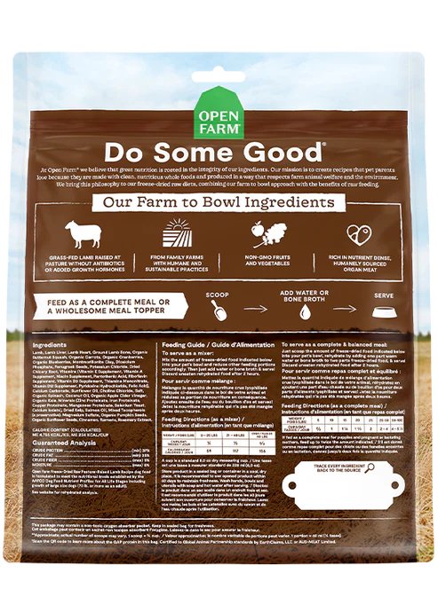 Open Farm Freeze-Dried Raw Dog Food Pasture Raised Lamb Recipe