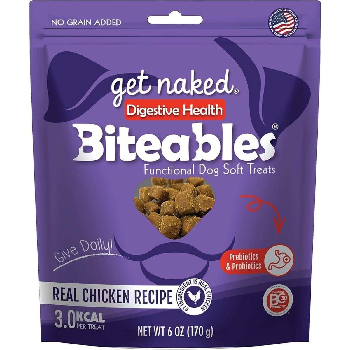 Get Naked Dog Treat Digestive Health Biteables Real Chicken Recipe