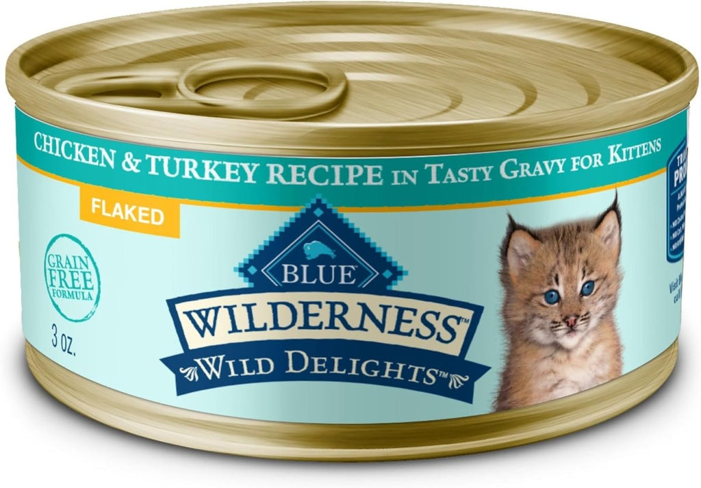 Blue Buffalo Wet Cat Food Wilderness Wild Delights Flaked Chicken & Trout Recipe in Gravy for Kittens